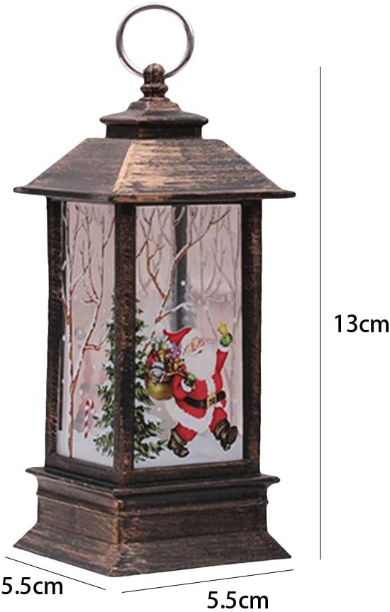 Christmas Lanterns Indoor Christmas Decorations Lights Christmas Lanterns Outdoor Santa Claus and Elk Xmas Lantern with LED Tea Light Lampion Flame Lamp Fireless Candles Lamp for Party Decor - Image 4