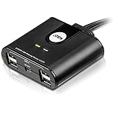 ATEN US224 2 x 4 USB 2.0 Peripheral Sharing USB Switch 2 Computers Share 4 Devices Simple Remote Port Selector Included Supports Optional USB Power Adapter - Windows Mac Linux
