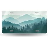 Beautiful Green Mountain Landscape Front License Plate Aluminum Decorative License Plates Funny Metal Car Plate 6