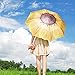 Plemo Automatic Umbrella, Folding Umbrella Windproof with Sunflower Pattern, Anti-Slip Rubberized Grip, 11.5 Inch Compact and Lightweight for Business and Travels, Wedding, Gifts, Yellow