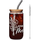 Bride to Be Glass Cup Gifts, Bridal Shower Gift, Engagement Gifts for Women, Bachelorette Gifts for Bride, Bachelorette Party Favors, Future Mrs Glass Cup, Engaged Glass Gifts for Her 16 Oz Can Glass