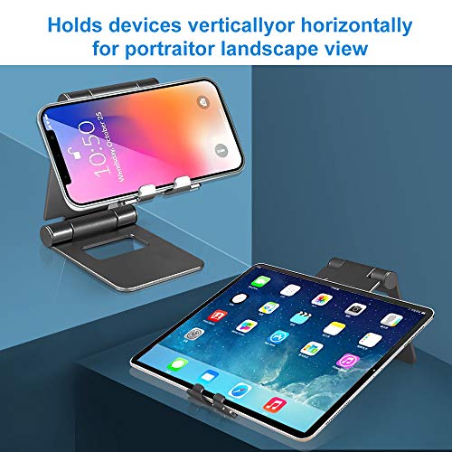 Smyidel Desk Phone Holder Multi-Angle Foldable Adjustable Cell Phone Tablet Desk Stand Mount Holder for Cellphones iPhone Samsung and Tablet (Black)