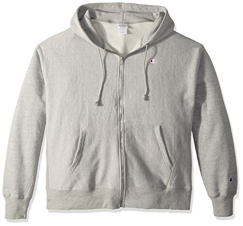 Champion LIFE Men's Reverse Weave Full-Zip Hoodie, Oxford Gray/Champion Script Heat Seal, 2XL