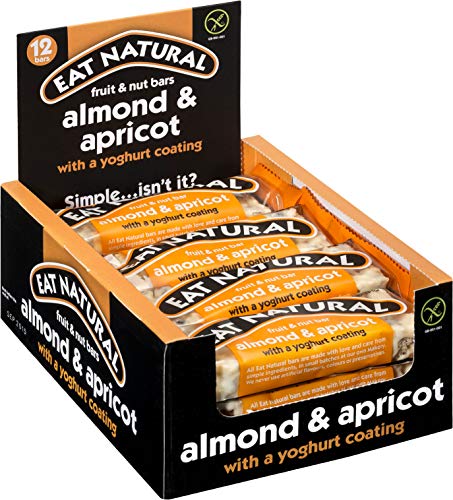 Eat Natural with Yoghurt Coating Fruit Nut Bar 50 g Pack of 12 Almond Apricot 600 gram