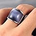 HIJONES Men's Stainless Steel Big Agate Stone Crystal Ring Silver Grey Size 10