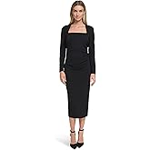 Calvin Klein Womens Scuba Crepe Long Sleeve Midi Sheath