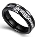 King Will Nature Mens 8mm Black Tungsten Carbide Wedding Ring Inlay Real Wood Brushed Center Flat/Beveled Style