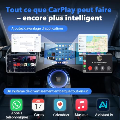 Mini Wireless CarPlay Adapter: 2 in 1 CarPlay and Android Auto Wireless Adapter Quick Connection Stable and No Delay Plug & Play Dongle for Car USB-A/C Compatible with iPhone and Android