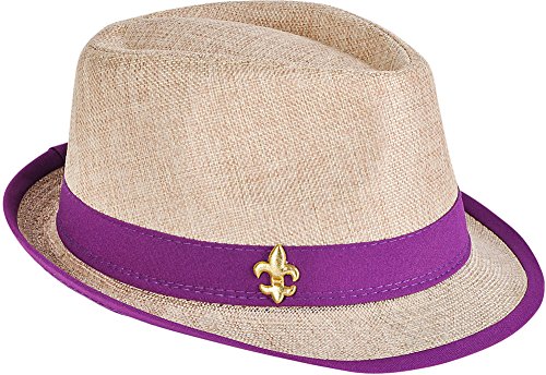 Adults Mardi Gras Gangster Classy Straw Fedora Hat Costume Accessory