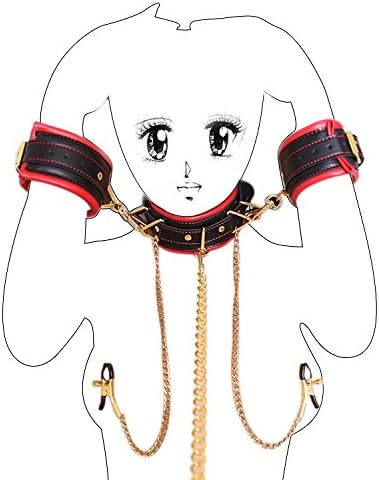 Collare Bondage Fetish Con Manette Clip Per Seno Collare Sexy Bdsm Per Cani Schiavo Restrizioni In Pelle Rigorosa Di Alta Qualita Per Collare Sm Per Donne Amazon It Salute E Cura Della Persona