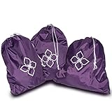 Alku Travel Nylon Shoe and Laundry Bags 3-pack Set Water-resistant Large Purple