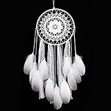 Handmade Medium Large Dream Catchers Decor for Room White Feather Lace Wall Hanging Ornament Decoration