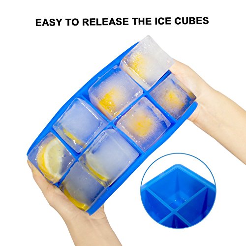 2er Pack XXL Silikon Eiswürfelform mit Deckel für 8 Jumbo Eiswürfel Eiswürfelbereiter für Whisky, Cocktails und Getränk… – Bild 5