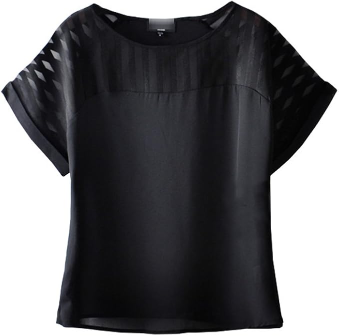 Amazon Sosos レディース Tシャツ トップス 透け感 半袖 ジャケットのインナーにも ナイロン 黒 ブラック Sososオリジナルエコバッグセット Ko Tシャツ カットソー 通販