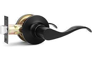 GOBEKOR 1 Pack Interior Passage Door Lever Black Indoor Handles for Closet and Hallway Doors Reversible Non-Locking Handle Le