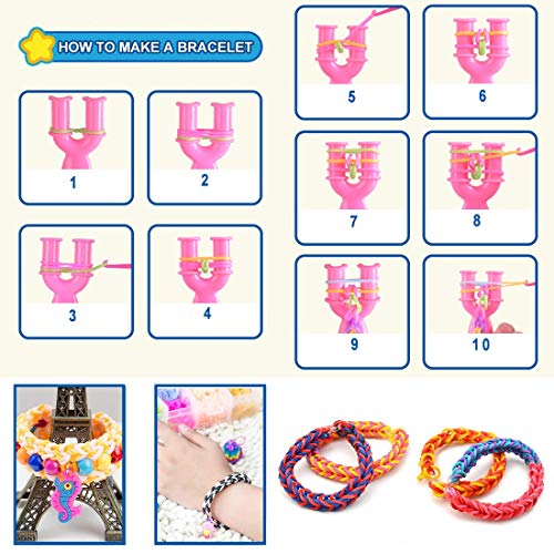 VENSEEN Rainbow Rubber Bands Bracelet Making Kit - Super 5 in 1 Loom Bands Starter Kit for Girls and Boys, Includes: 1500+ Rubber Bands, 50 Beads, 24 S-Clips, 2 Crochet Hooks, 1 Y Loom - Thumbnail 5
