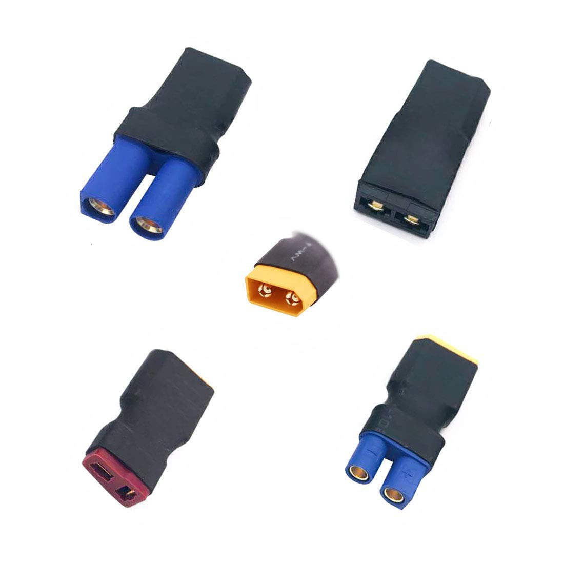 FLY RC 4PCS Male XT60 Plug to EC5 Deans T Traxxas TRX EC3 Female Connector Wireless Converter Adapter for RC Lipo NiMH Battery Charger ESC