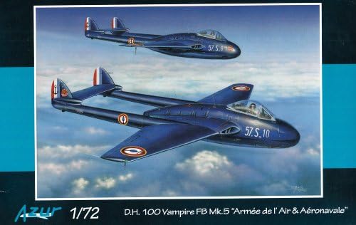 Azur DH100 Vampire FB MK 5 Armee Del' Air and Aeronavale Fighter Airplane Model Kit (1/72 Scale)