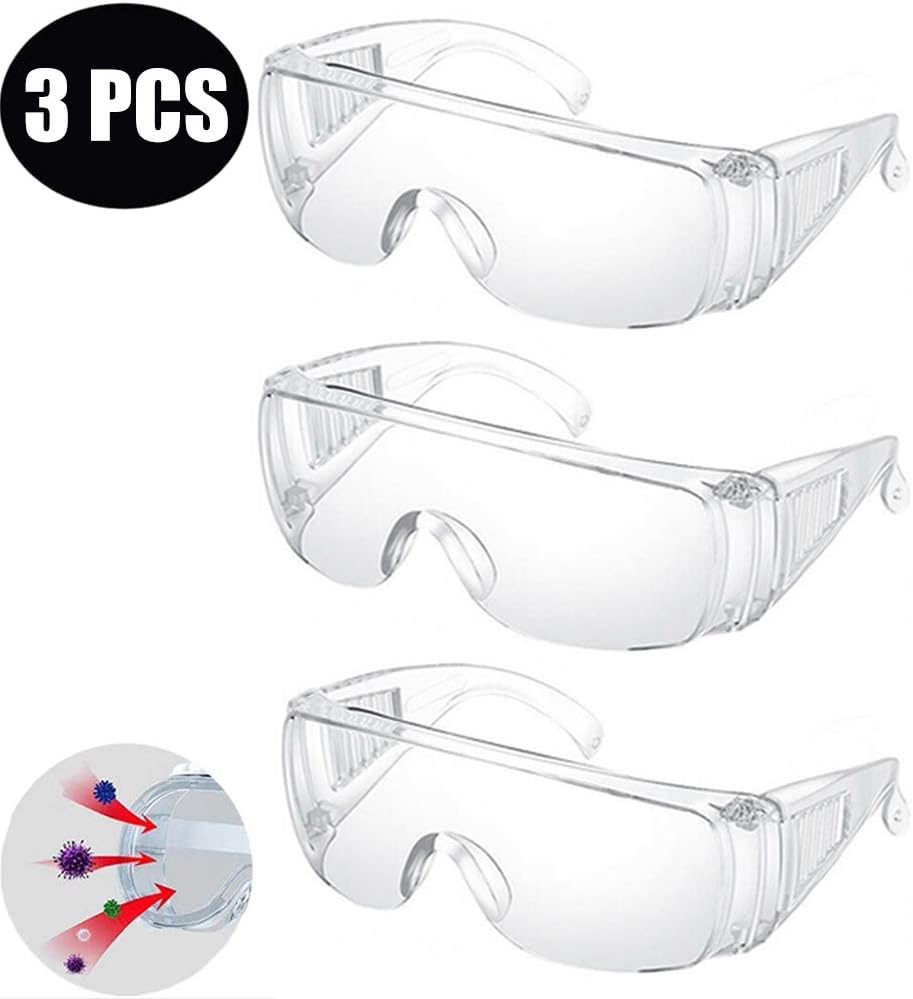 Safety Glasses Virus Protective Goggles, Anti-Virus Medical Goggles, Prevent Saliva, Anti-Fog, Anti-Scratch Transparent Goggles Eye Protection for Lab, Chemical, and Workplace Safety (3 pack)