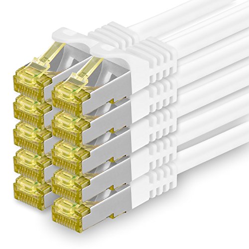 1aTTack.de CAT 7 LAN Cable 5m 10Gbps Network Cable S/FTP (10 pieces White)