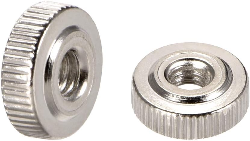 sourcing map Round Knurled Thumb Nuts Conector Lock Adjusting nuts, M4 Female Threaded Thin Type, Nickel Plated, Pack of 20