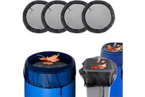 Loopunk 4 Packs 37.4 Inch Drawstring Mesh Cover for Rain Barrels, Rain Barrel Netting Leaf Guard & Debris Screen, Water Butt 