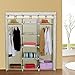 SONGMICS Portable Clothes Closet, Non-Woven Fabric Wardrobe with 2 Hanging Rods, 9 Storage Shelves, Storage Organizer, Beige URYG12M