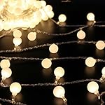 50 Leds 16 Feet Globe LED String Lights Battery Powered Indoor Outdoor Decorative Fairy Lights Curtain for Patio, Gardens, Bedroom, Wedding, Party (Warm White)