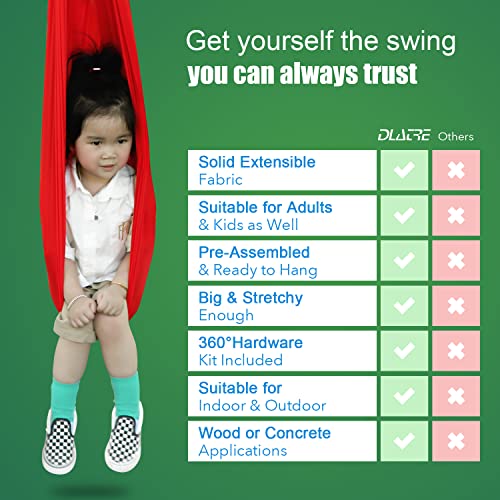 Therapy Swing for Kids Lycra Swing Sensory Hammock Swing Cuddle Swing Special Needs Hanging Kit Included Outdoor Indoor Cocoon Swing for Kids Children Adults Hammock with Autism ADHD ADD SPD Aspergers