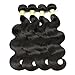 Mureen Brazilian Hair 3 Bundles with Closure Body Wave 4×4 Virgin Hair Lace Closure with Bundles Unprocessed Human Hair Extensions Weave Weft With Closure Natural Color (12 14 16 +10, Three Part)