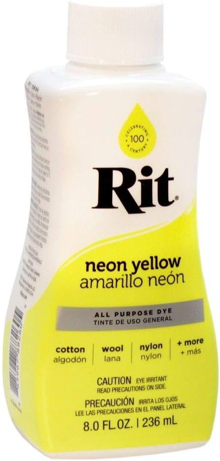 Rit Teinture Liquide Pour Tissu 236 Ml 36 Couleurs Jaune Fluo