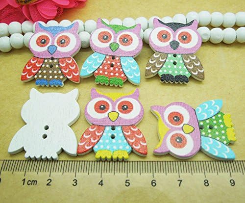 Scrapbooking Ornaments Lovely Owl Animals Shape .35x28mm Wooden Buttons 20pcs, Mixed Colors