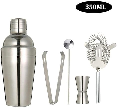 Amazon 絶妙な外観は ステンレス鋼のミルクティーポットシェーカーセットの多機能バーテンダーキットバーツールノンスリップの5pcsシルバーミキサー 清潔で味には影響しません Color Silver 350ml カクテルグラス オンライン通販