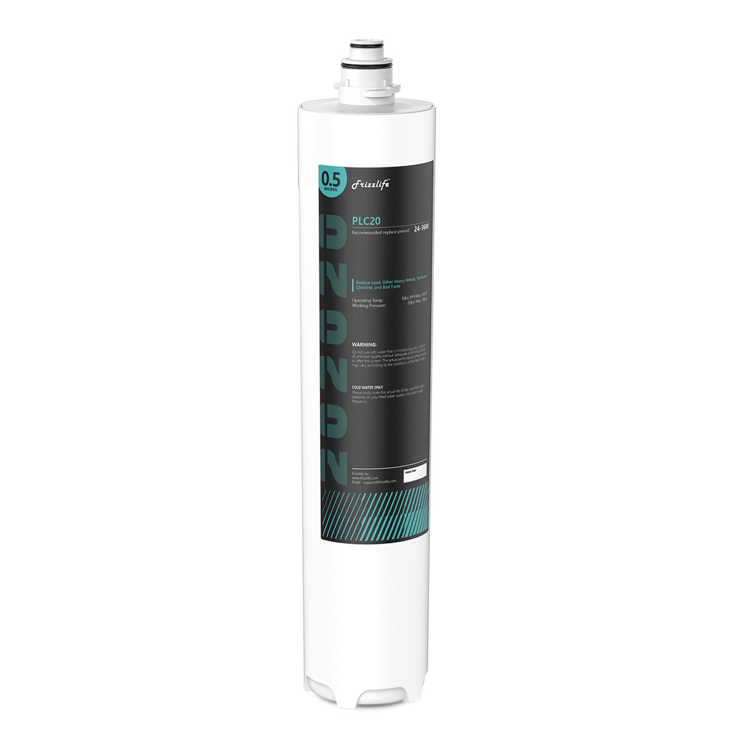 Frizzlife SW20-HF Replacement Housing Kit with PLC20 Filter Cartridge Inside - for SW20 and SW20F Under Sink Water Filter Systems