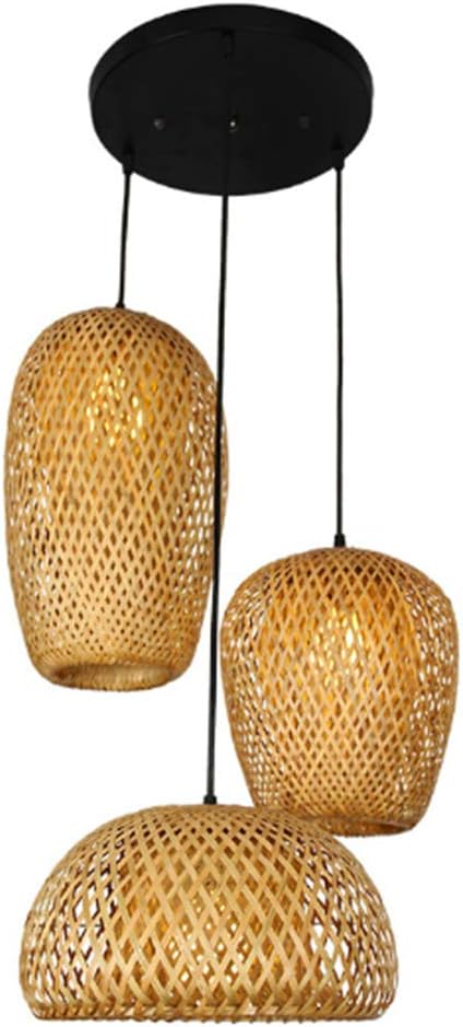HXYT Vintage Bamboo Woven Chandelier Rattan Pendant Lamp Hand-Woven E273 Natural Environmental Protection Lampshade for Living Room/Kitchen/Bedroom Lighting - Voltage 110V-240V