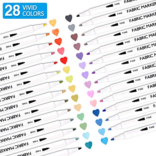 28 Colors Fabric Markers, Shuttle Art Fabric Markers Permanent Markers for T-Shirts Clothes Sneakers - //coolthings.us