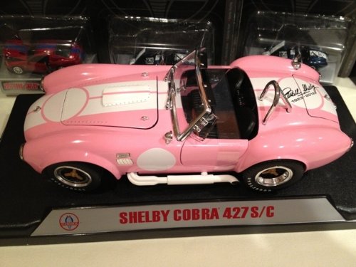 1965 Shelby Cobra 427 S/C Pink With Printed Carroll Shelby Signature On The Trunk 1/18 by Shelby Collectibles SC114
