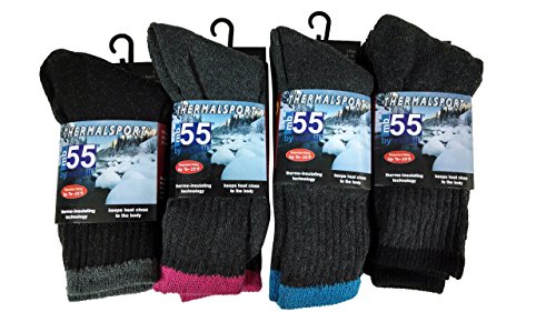 4 pairs of excell women s casual thermal crew socks ass…