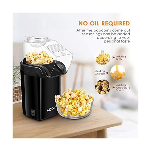 Hot-Air-Popcorn-Maker-Aicok-1200W-Retro-Popcorn-Machine-Healthy-and-Fat-Free-Popcorn-Popper-Measuring-Cup-Removable-Lid Hot Air Popcorn Maker, Aicok 1200W Retro Popcorn Machine, Healthy and Fat-Free Popcorn Popper, Measuring Cup, Removable Lid