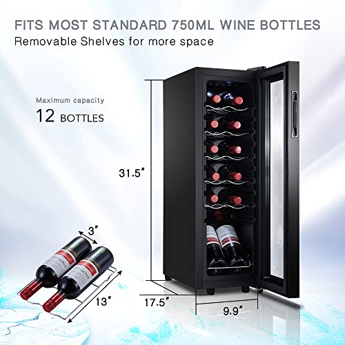 STAIGIS 12 Bottle Compressor Wine Cooler Refrigerator, Small