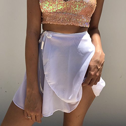 Wuchieal lady's Sheer Wrap Skirt Ballet Skirt Ballet Dance Dancewear White
