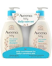 Aveeno Baby Daily Care Gift Set with Natural Oat Extract & Oatmeal, Contains Daily Moisturizing Body Lotion & Gentle 2-in-1 Baby Bath Wash & Shampoo, Hypoallergenic & Paraben-Free, 2 Items