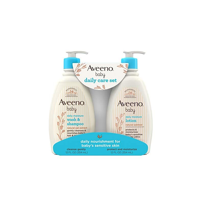 Aveeno Baby Daily Care Gift Set with Natural Oat Extract & Oatmeal, Contains Daily Moisturizing Body Lotion & Gentle 2…