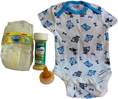 Reborn Baby Dolls OOAK Boy Onesie Fake Formula Milk Faux Bottle Diaper Set
