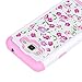 Core Prime Case, Elegant Choise Slim Dual Layer Armor Studded Rhinestone Bling Phone Case Cover with Flower Pattern for Samsung Galaxy Core Prime / Prevail LTE G360 (White+Pink)