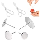 6PCS Cake Flower Nail and Flower Lifters Set,Cake Cupcake Decor Baking Tool | Stainless Steel Baking Rose Pins for Icing Flowers Rose Decoration ,4 Different Size