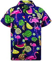 Funky Hawaiian Shirt, Shortsleeve, Flamingo