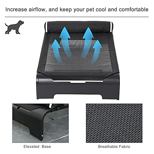 PawHut Elevated Dog Bed w/ Removable Pillow, Raised Pet Bed w/ Steel Frame & Breathable Mesh