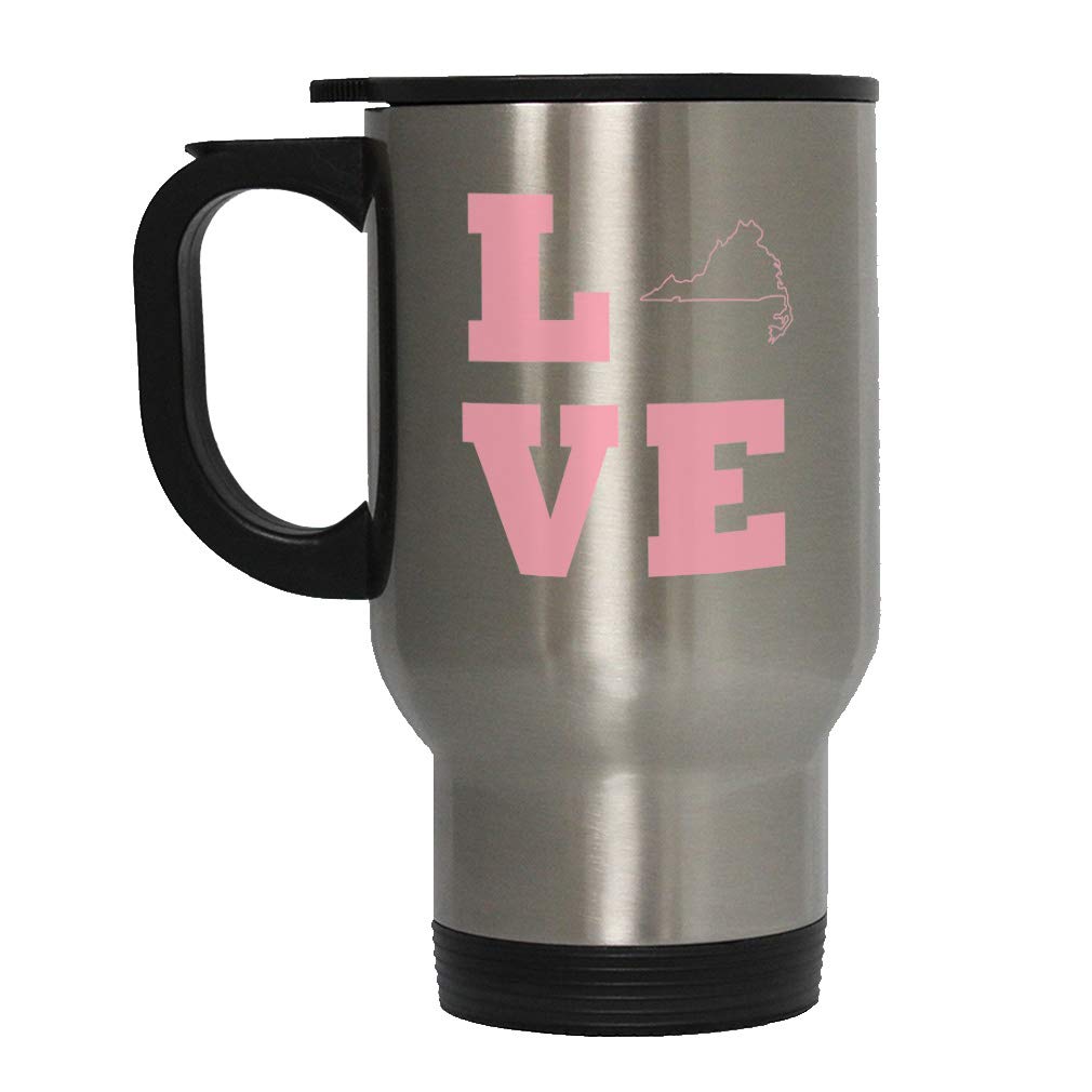 Amazon Com Soft Pink Love Virginia Steel Travel Mug Stainless Home Kitchen
