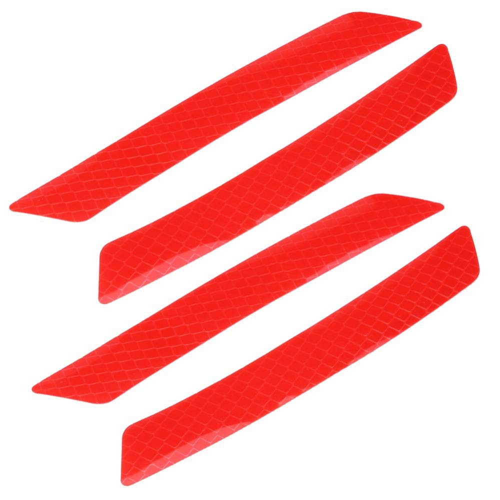 Car Reflective Sticker,4Pcs Waterproof Car Wheel Eyebrow Bumper Reflective Decal Self-Adhesive Car Safety Warning Strip Tape for Car (Red)